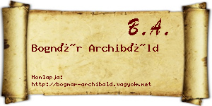 Bognár Archibáld névjegykártya