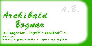 archibald bognar business card